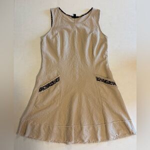 Roz & Ali linen combination tan sleeveless dress size 14